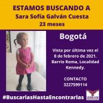 Migración Colombia emite alerta para evitar posible salida de Sara Sofía Galván del país