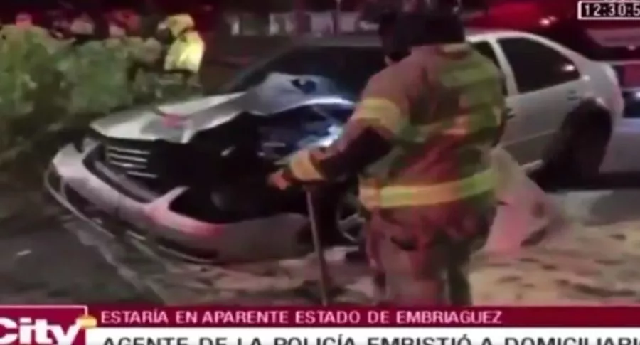 Policía que atropelló con su automóvil a varios domiciliarios en Bogotá