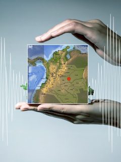 Imagen ilustrativa de sismógrafo y mapa de epicentro de temblor de hoy para nota sobre sismos que ha habido en Puerto Gaitán, Meta, en marzo.
