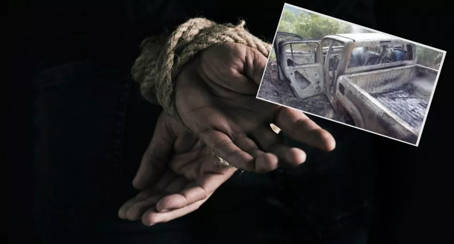 Imagen ilustrativa de secuestrado con camioneta incinerada de empresario que secuestraro en el Valle, a propósito de la nota de quién es el secuestrado Jimmy Mejía.