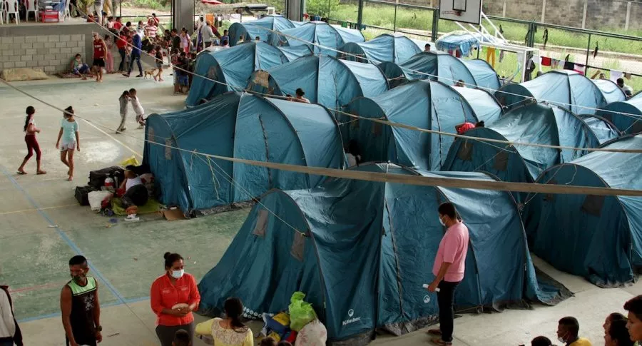 Albergues temporales para venezolanos desplazados en Arauquita