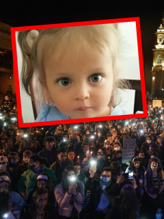 Sara Sofía Galván y protesta en Bogotá ilustran nota sobre convocatoria de marcha por el caso de la niña