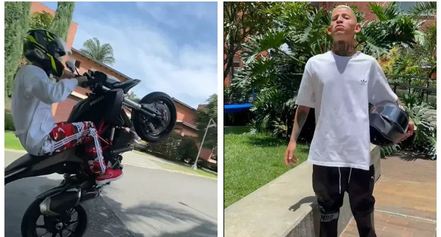 Fotos de Instagram de ‘La Liendra’, quien presumió de arriesgada acrobacia en moto (recuadro izquierdo), pero lo acusaron de no ser él quien hacía ese ‘caballito’.