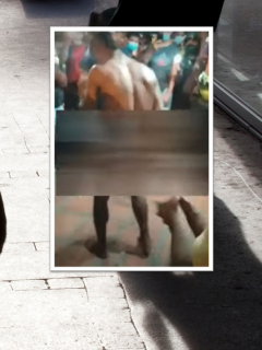 Desnudaron a supuesto ladrón en Soledad, Atlántico, y lo pusieron a bailar.