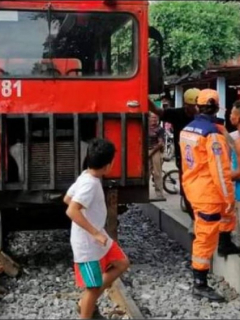 Imagen del sitio en donde un adulto mayor murió arrollado por un tren, en Santander