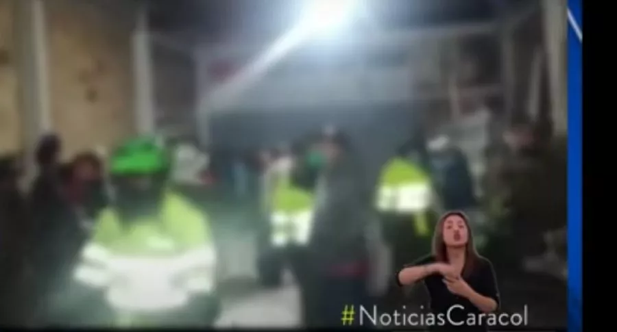 Policías que fueron atacados a piedra luego de intervenir fiesta en el norte de Bogotá