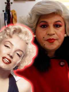 Foto montaje de 'Barbarita', el personaje de 'Sábados felices' interpretado por César Corredor, y Marilyn Monroe