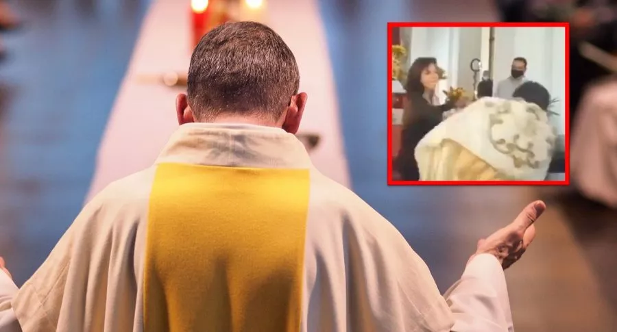 Mujer golpeó a sacerdote durante misa en Semana Santa.