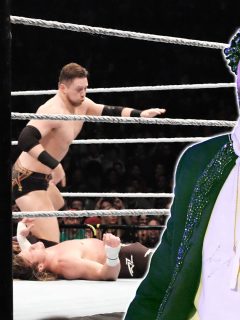 Fotomontaje con una imagen de Bad Bunny y una de una lucha sirve para ilustrar nota sobre WWE WrestleMania 37