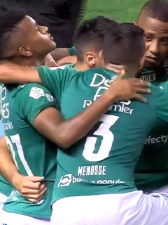 Deportivo Cali clasifica en Liga Betplay; Santa Fe y Equidad, también. Imagen del festejo 'azucarero'.