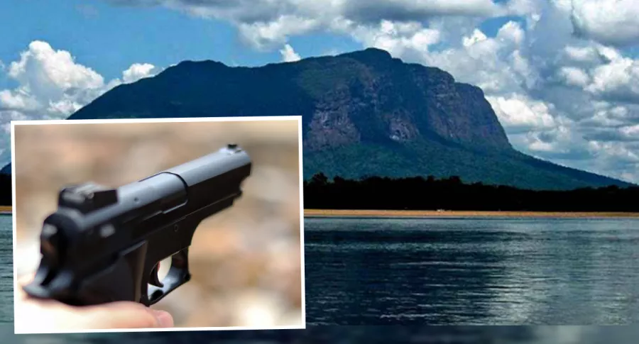 Imagen de primer plano de arma con fondo borroso / Cerro Yapacana, en el Parque Nacional Yapacana, estado Amazonas (Venezuela), donde 2 indígenas habrían sido asesinados por guerrillas colombianas.