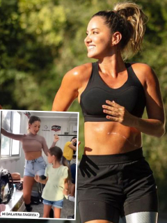 Montaje con foto de Instagram de Andrea Serna y Daniella Álvarez y captura de pantalla de video de hija de Andrea Serna bailando reguetón junto a Daniella Álvarez.