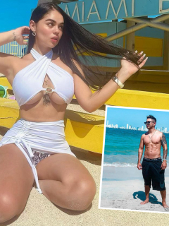 Fotos de Instagram de ‘la Segura’ y Sebastián Sánchez (recuadro), quienes son novios, según videos publicados por la ‘influenciadora’ en sus redes sociales.