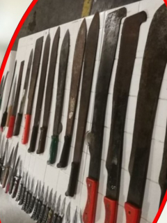 Anciana y armas encontradas en ancianato de Huila