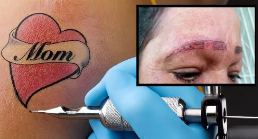 Imagen de cómo quedó la mujer luego de un mal tatuaje de cejas, en México
