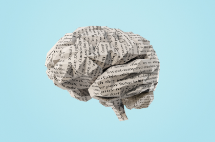 Aprender idiomas previene el alzhéimer, consejos de un políglota, imagen ilustrativa de un cerebro con palabras.
