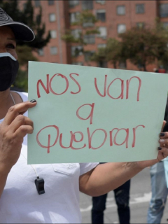 Imagen de protesta de comerciantes en Bogotá, que ilustra nota de paro nacional