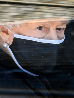 Reina Isabel II, durante el sepelio de su esposo, el príncipe Felipe.