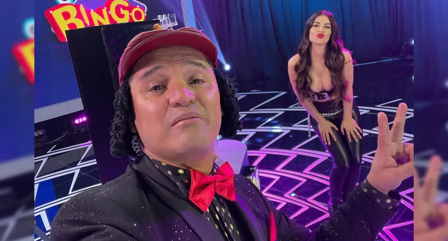 Hassam y Jessica Cediel en ‘Bingos Felices’, del programa ‘Sábados Felices’, al cual regresó el humorista bogotano este 17 de abril.