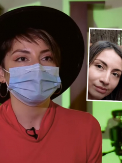 Montaje con imagen de Ángela Ferro y foto de archivo Miguel Parra y su exnovia Ángela Ferro, quien habló seis meses después del ataque con hacha que recibió, al parecer, de su exnovio.