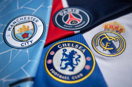 Escudos de Real Madrid, Manchester City y Chelsea, ilustran nota de que podrían ser eliminados de Champions por creación de Superliga