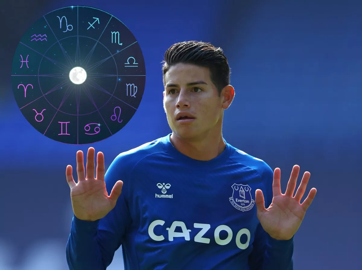 James Rodríguez, en partido con Everton, y signos del zodiaco, ilustran nota sobre cuáles son los signos más celosos del zodiaco y por qué.