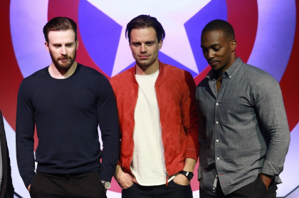 Chris Evans, Sebastian Stan y Anthony Mackie, protagonistas de las tramas del Capitán América.