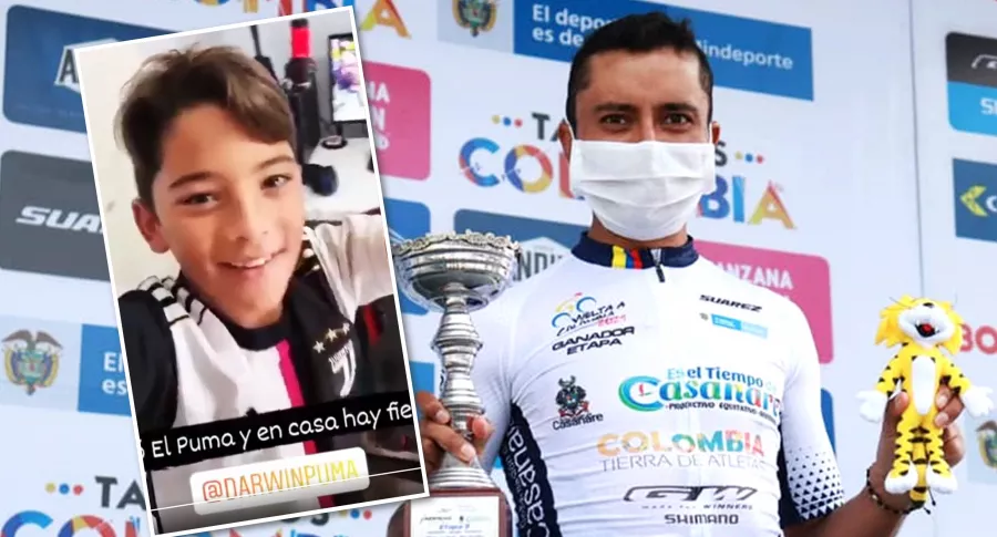 Hijo de Mario Sábato, loco con triunfo de Darwin Atapuma en Vuelta a Colombia. Fotomontaje: Pulzo.