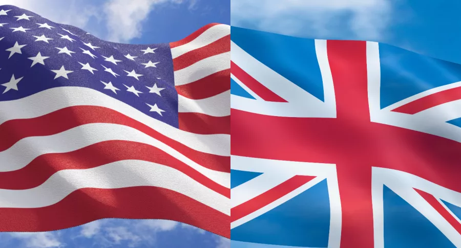 Imagen de banderas de Estados Unido y Reino Unido, a propósito de ofertas de empleo en embajadas