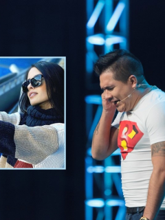 Eliana Alzate, en selfi, y 'Boyacomán', en 'Sábados felices', ilustran nota sobre crisis que atraviesa su relación y posible ruptura.