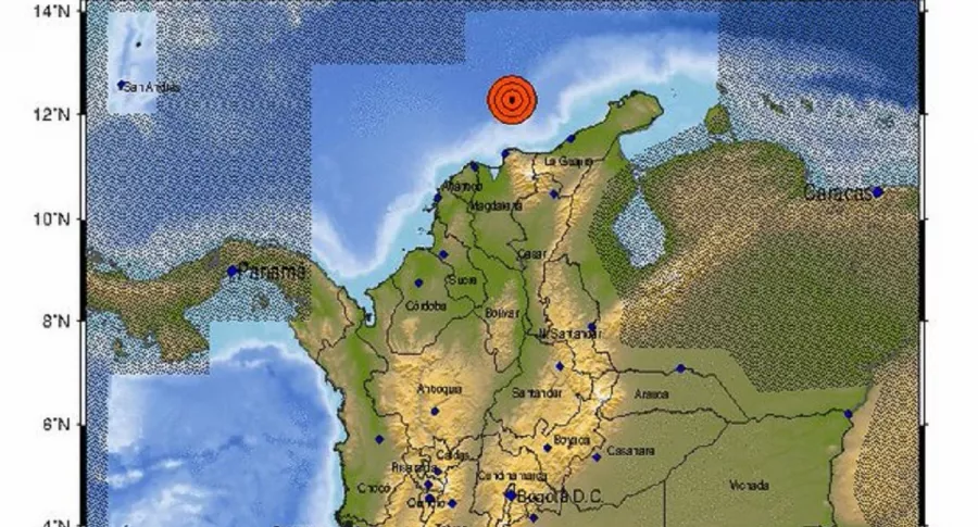 El Servicio Geológico Colombiano informó que el sismo ocurrió frente a la costa Caribe colombiana.
