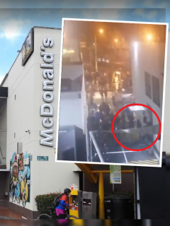 Captura de pantalla de videos de Twitter que evidenciarían saqueo en restaurante McDonald’s del norte de Bogotá, en Cedritos, la noche del primero de mayo de 2021.