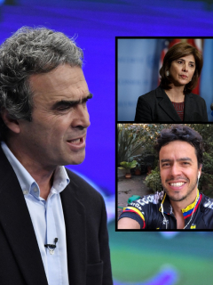 Fotomontaje de Sergio Fajardo, María Ángela Holguín y Alejandro Fajardo, a propósito de la vida privada del candidato presidencial