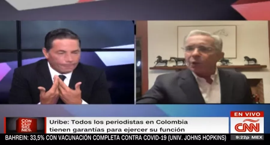 Álvaro Uribe habló con CNN, pero se rehusó a contestar algunas preguntas.