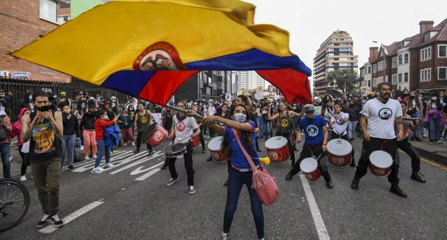 Protesta en Bogotá ilustra nota sobre puntos de concentración para marchas de hoy