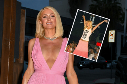 Paris Hilton en abril de 2021 en Los Ángeles, días antes de tumbar el mito de la camiseta 'Stop Being Poor'.