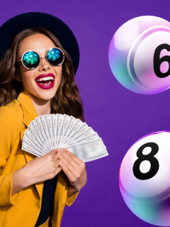 Mujer con billetes y balotas alrededor ilustra nota sobre qué lotería jugó anoche y resultados de las loterías del Valle, Manizales y Meta de mayo 5 (fotomontaje Pulzo).