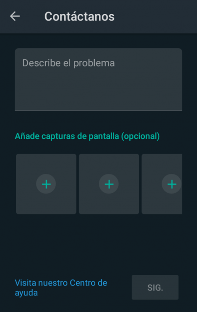 Captura de pantalla a WhatsApp