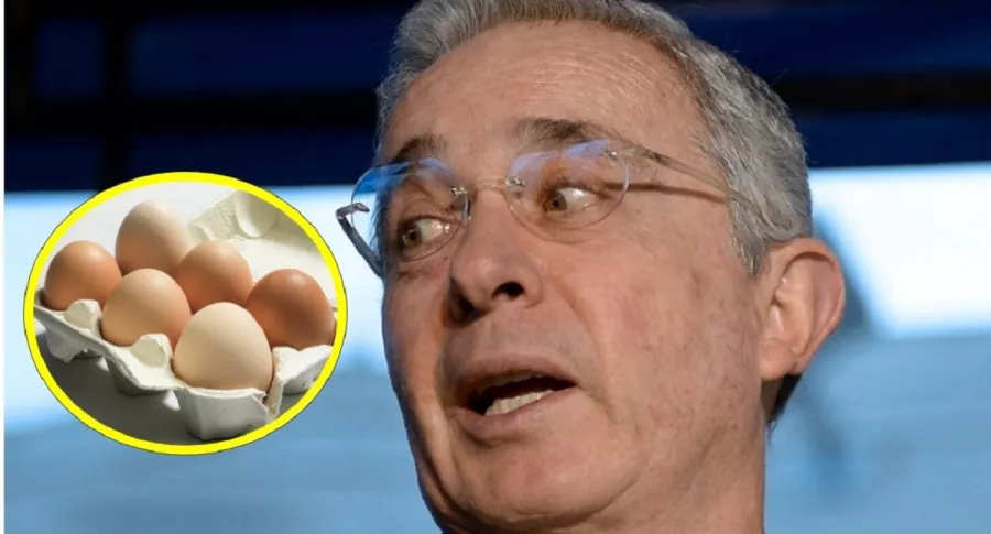 Imagen de huevos y Álvaro Uribe, a propósito del precio exagerado que el expresidente le puso a ese producto