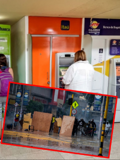 Imágenes que ilustran la actividad de bancos en el paro nacional.