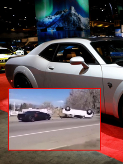 (Videos) Quiso presumir Doge Challenger Hellcat, pero causa un accidente