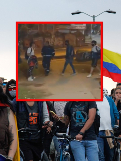 Papá entró a correazos a su hijo en manifestaciones en Bogotá.