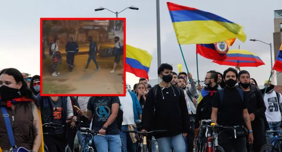 Papá entró a correazos a su hijo en manifestaciones en Bogotá.