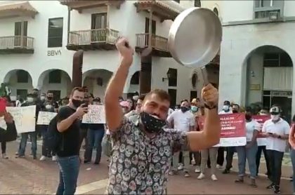 Imagen de Abraham Dau, hijo del alcalde de Cartagena, que protestó por toque de queda