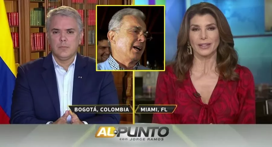 Iván Duque, Álvaro Uribe y Patricia Janiot, quien justificó por qué le preguntó al presidente si era títere
