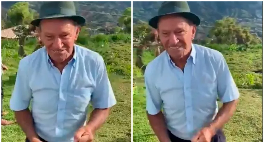 Abuelo vende papa en Antioquia y celebra de felicidad.