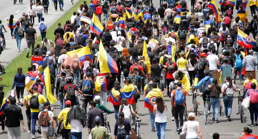 Imagen que ilustra las marchas en Bogotá. 