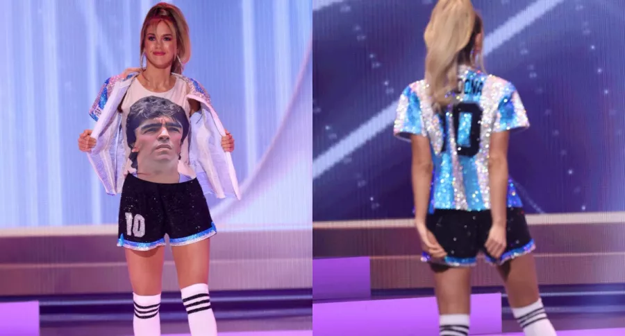Alina Akselrad, Miis Argentina, homenajeó a Diego Maradona en Miss Universo