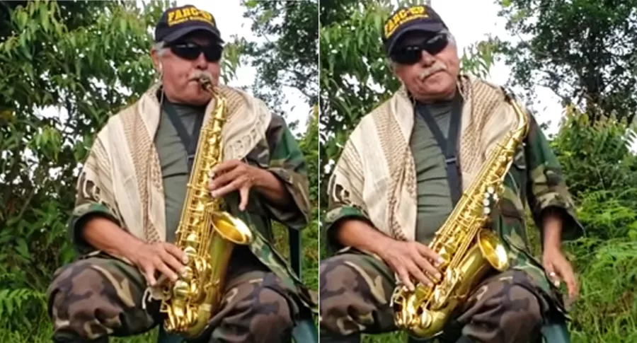 ‘Jesús Santrich’ fanfarroneaba en TV venezolana con su saxofón. Fotomontaje: Pulzo.