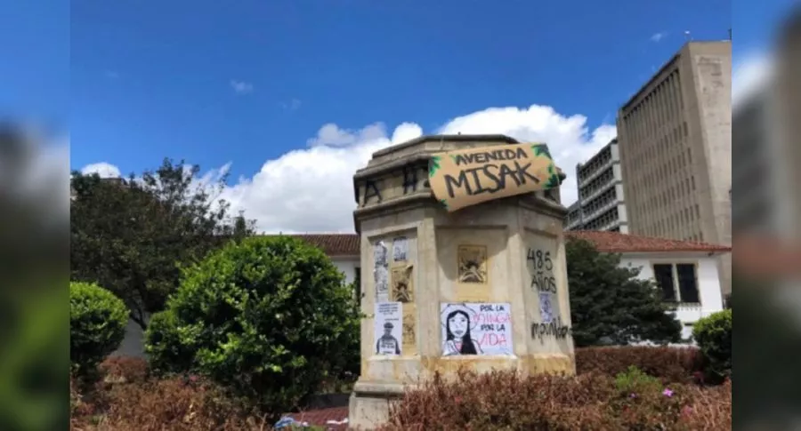 Paro nacional: quitan estatua de Dilan Cruz en centro de Bogotá